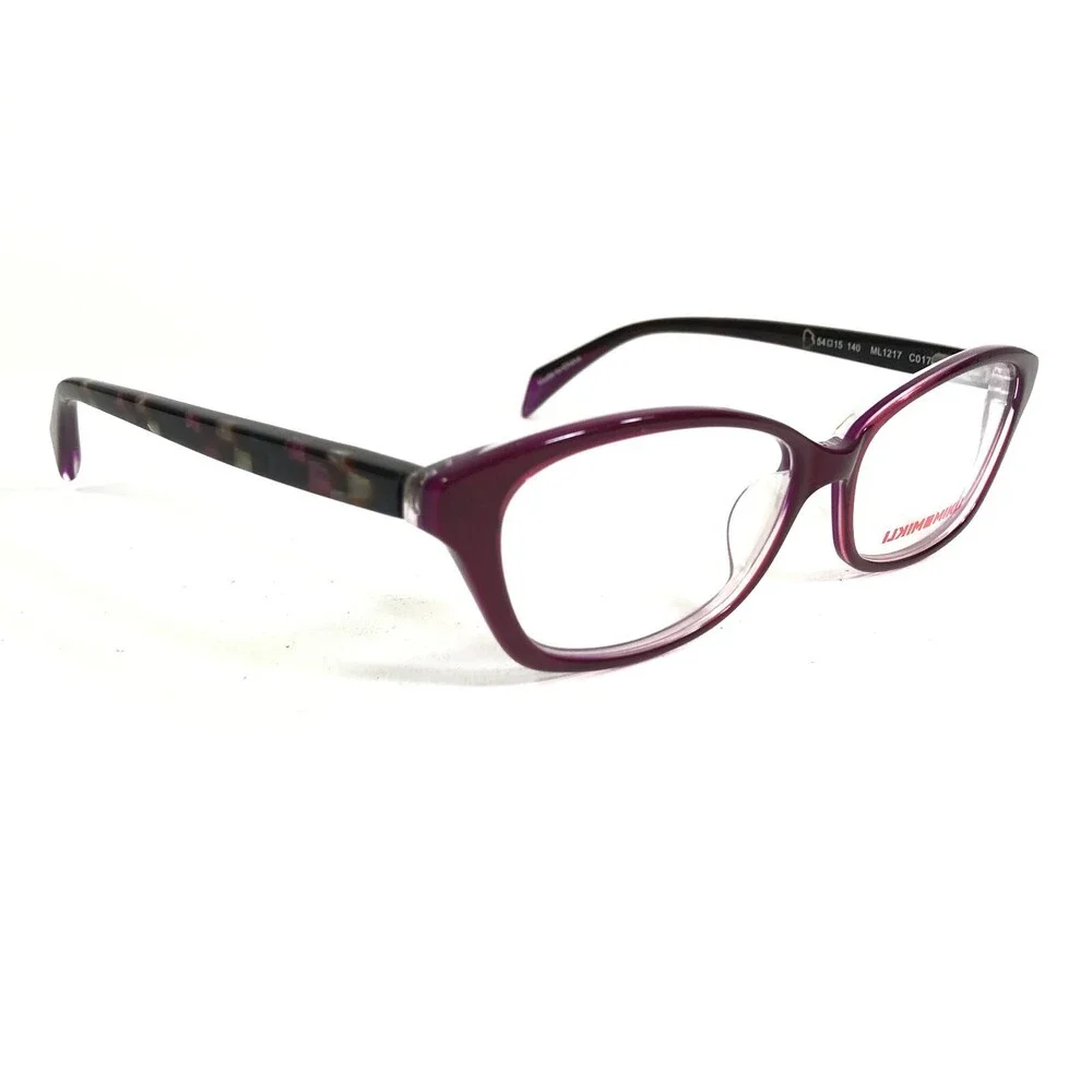 Mikli Eyeglasses Frames ML1217 C017 Purple Checkered Cat Eye Full Rim 54-15-140